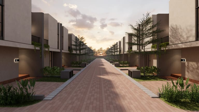 Koridor cluster Mula Sudimara Tangerang Selatan — jalan paving perumahan eksklusif satu gerbang